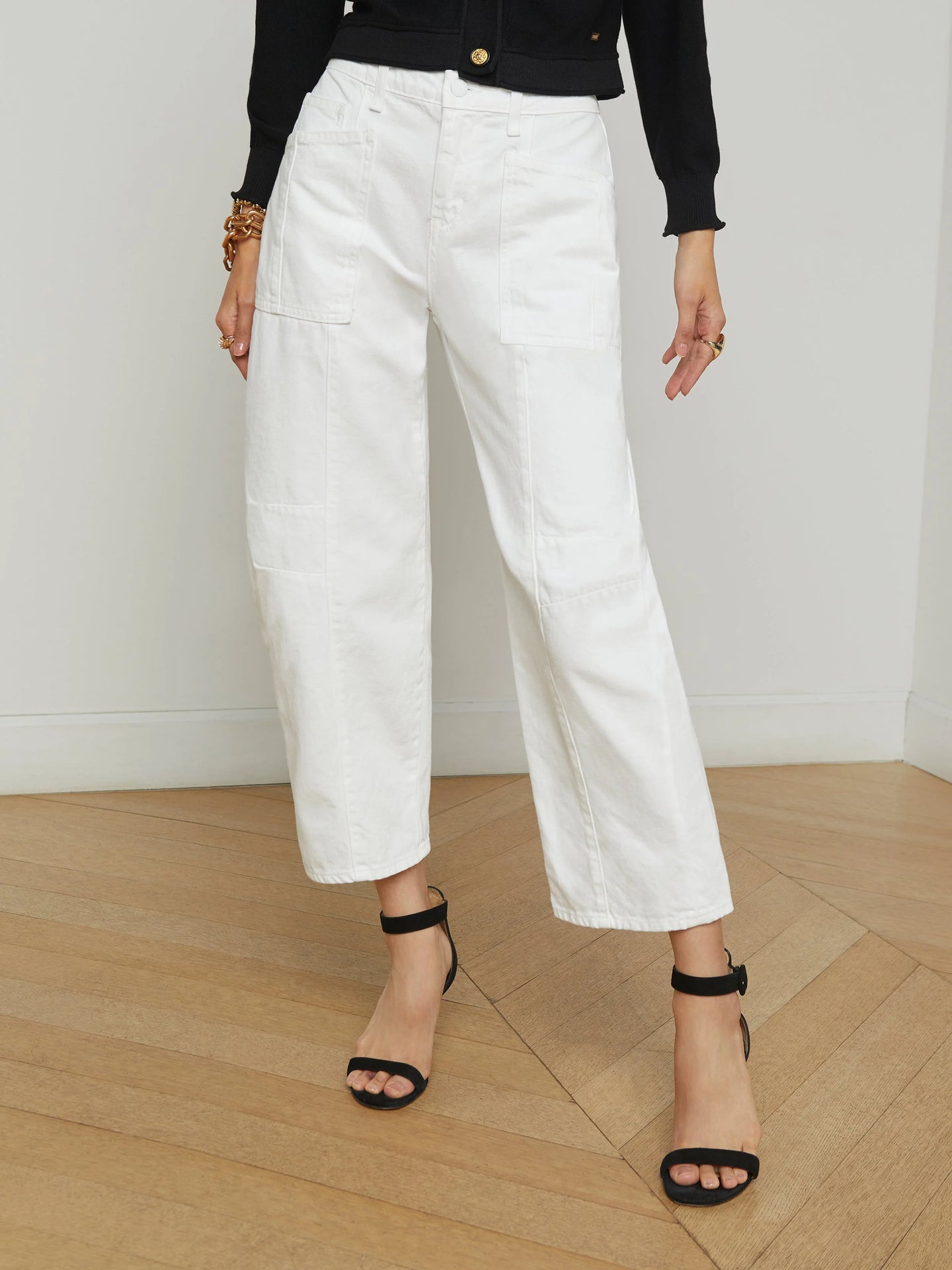 L'AGENCE Cody Barrel-Leg Jean - Blanc
