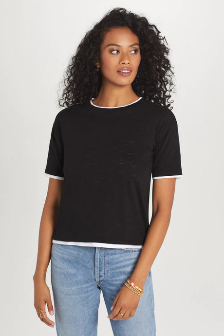 Goldie Reversible Double Layer Boxy Tee - Black/White