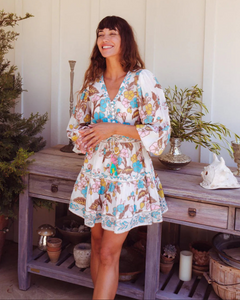 Bell by Alicia Bell Clover Mini Dress - Turquoise Yellow Floral