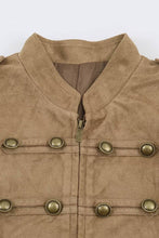 Load image into Gallery viewer, Faux Suede Military Button Jacket - Khaki