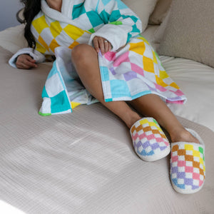 Living Royal Indoor/Outdoor Slippers - Rainbow Checkered