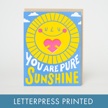 Load image into Gallery viewer, Egg Press Manufacturing - Pure Sunshine Love Letterpress Greeting Card by Hello!Lucky: Plastic sleeve