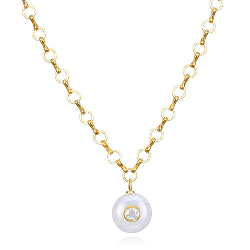 Amelia Rose Jewelry Moonstone & White Topaz Petite Loop Necklace