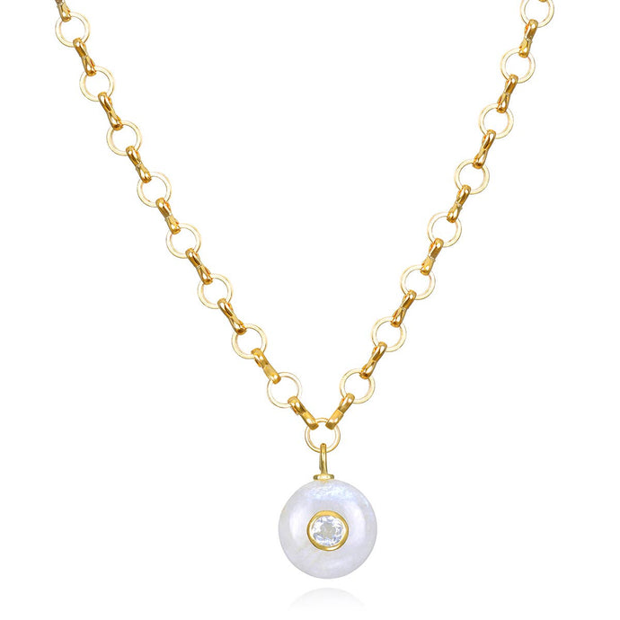 Amelia Rose Jewelry Moonstone & White Topaz Petite Loop Necklace