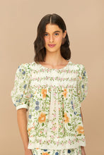 Load image into Gallery viewer, Farm Rio Folk Floral Off-White Scoop Neck Short Sleeve Blouse