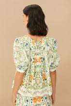 Load image into Gallery viewer, Farm Rio Folk Floral Off-White Scoop Neck Short Sleeve Blouse