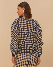 Load image into Gallery viewer, Farm Rio Blue &amp; White Crochet Cardigan