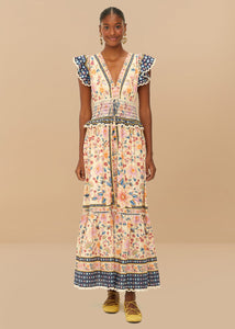 Farm Rio Cream Superbloom Tapestry Maxi Dress