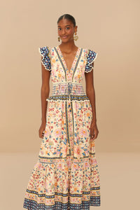 Farm Rio Cream Superbloom Tapestry Maxi Dress