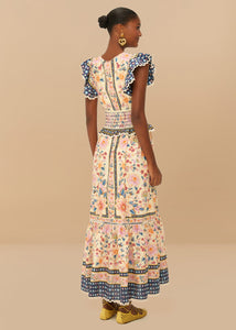 Farm Rio Cream Superbloom Tapestry Maxi Dress