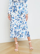 Load image into Gallery viewer, L&#39;Agence Clarisa Midi Skirt - White/Blue Tonal Butterflies