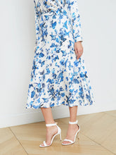 Load image into Gallery viewer, L&#39;Agence Clarisa Midi Skirt - White/Blue Tonal Butterflies