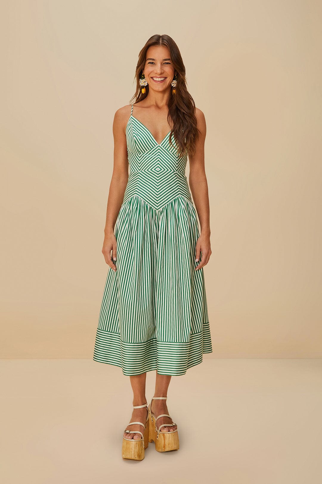 Farm Rio Bicolor Stripes Dress Sleeveless