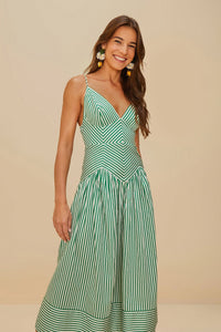 Farm Rio Bicolor Stripes Dress Sleeveless
