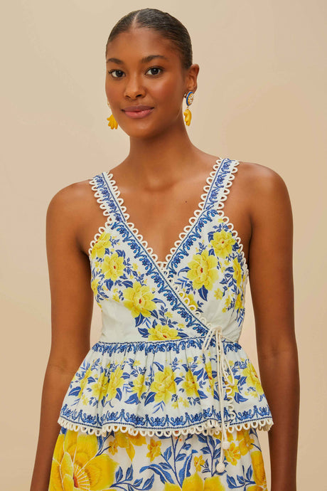 Farm Rio Zuli Off-White Blouse Sleeveless