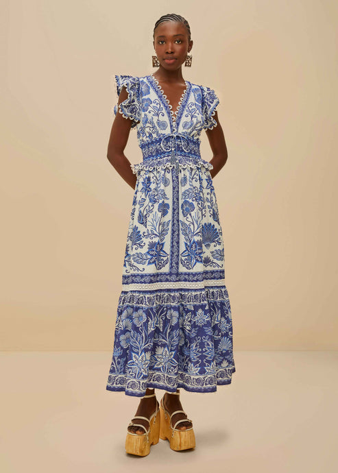 Farm Rio Shell Garden Off-White Maxi Dress