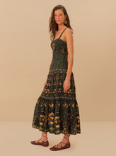 Load image into Gallery viewer, Farm Rio Flowers Arch Black Sleeveless Maxi Dress