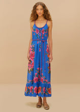 Load image into Gallery viewer, Farm Rio Summer Fruit Scarf Blue Maxi Dress