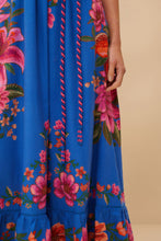 Load image into Gallery viewer, Farm Rio Summer Fruit Scarf Blue Maxi Dress