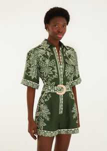 farm rio dark green dress Green Ayla Long Sleeve Ruffled Maxi Dress