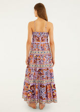 Load image into Gallery viewer, Farm Rio Lilac Flower Tiles Sleeveless Tiered Maxi Dress