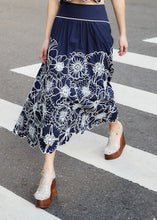 Load image into Gallery viewer, Farm Rio Flowers Richelieu Blue Skirt