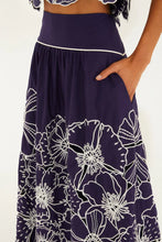 Load image into Gallery viewer, Farm Rio Flowers Richelieu Blue Skirt