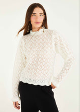 Load image into Gallery viewer, Farm Rio Lace Stitch Ruffles Knit Sweater - Off-White