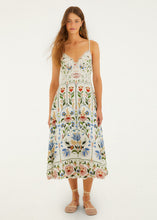 Load image into Gallery viewer, Farm Rio Stitched Garden Off-White Midi Dress