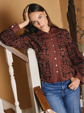 Load image into Gallery viewer, Love the Label Abigail Long Sleeve Top - Brownstone Embroidery