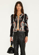 Load image into Gallery viewer, Farm Rio Fantasy Multicolor Long Sleeve Top - Black