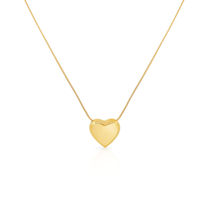 Love You More Stole Your Heart Puff Gold Necklace