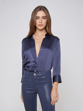 Load image into Gallery viewer, L&#39;Agence Dani Silk Blouse - Midnight