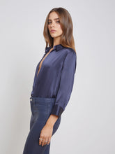 Load image into Gallery viewer, L&#39;Agence Dani Silk Blouse - Midnight