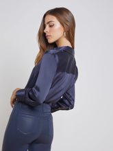 Load image into Gallery viewer, L&#39;Agence Dani Silk Blouse - Midnight