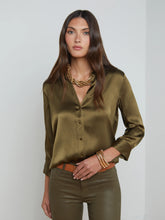 Load image into Gallery viewer, L&#39;Agence Dani Silk Blouse - Pine