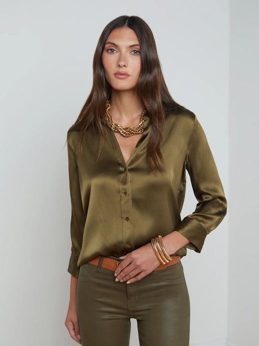 L'Agence Dani Silk Blouse - Pine