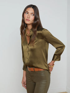 L'Agence Dani Silk Blouse - Pine