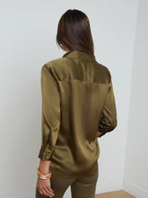 Load image into Gallery viewer, L&#39;Agence Dani Silk Blouse - Pine