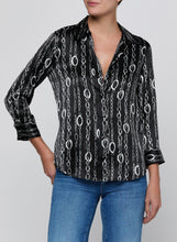 Load image into Gallery viewer, L'Agence Dani Silk Blouse - Black/Silver Cable Chain Print