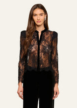 Load image into Gallery viewer, L'Agence Dorothea Velvet Lace Blouse - Black