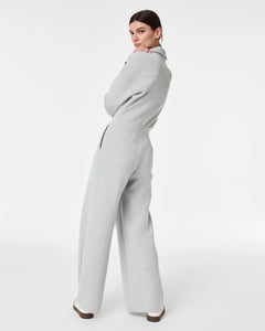 Spanx AirEssentials Long Sleeve Wide Leg Jumpsuit - Light Heather Grey