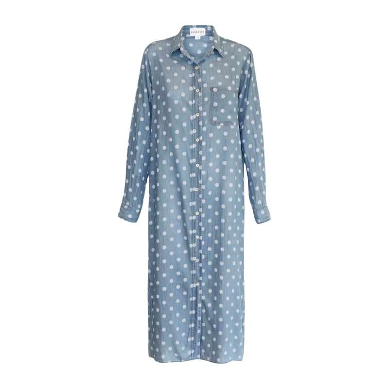 Felicite Boyfriend Maxi - Printed Indigo Cotton Light Wash