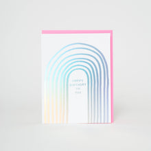 Load image into Gallery viewer, Egg Press Manufacturing - Rainbow Birthday to You Letterpress Greeting Card by Ashkahn: Plastic sleeve