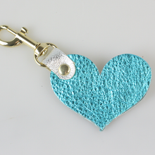 Load image into Gallery viewer, Zina Kao Two Tone Leather Heart Keychain - 12 Colors