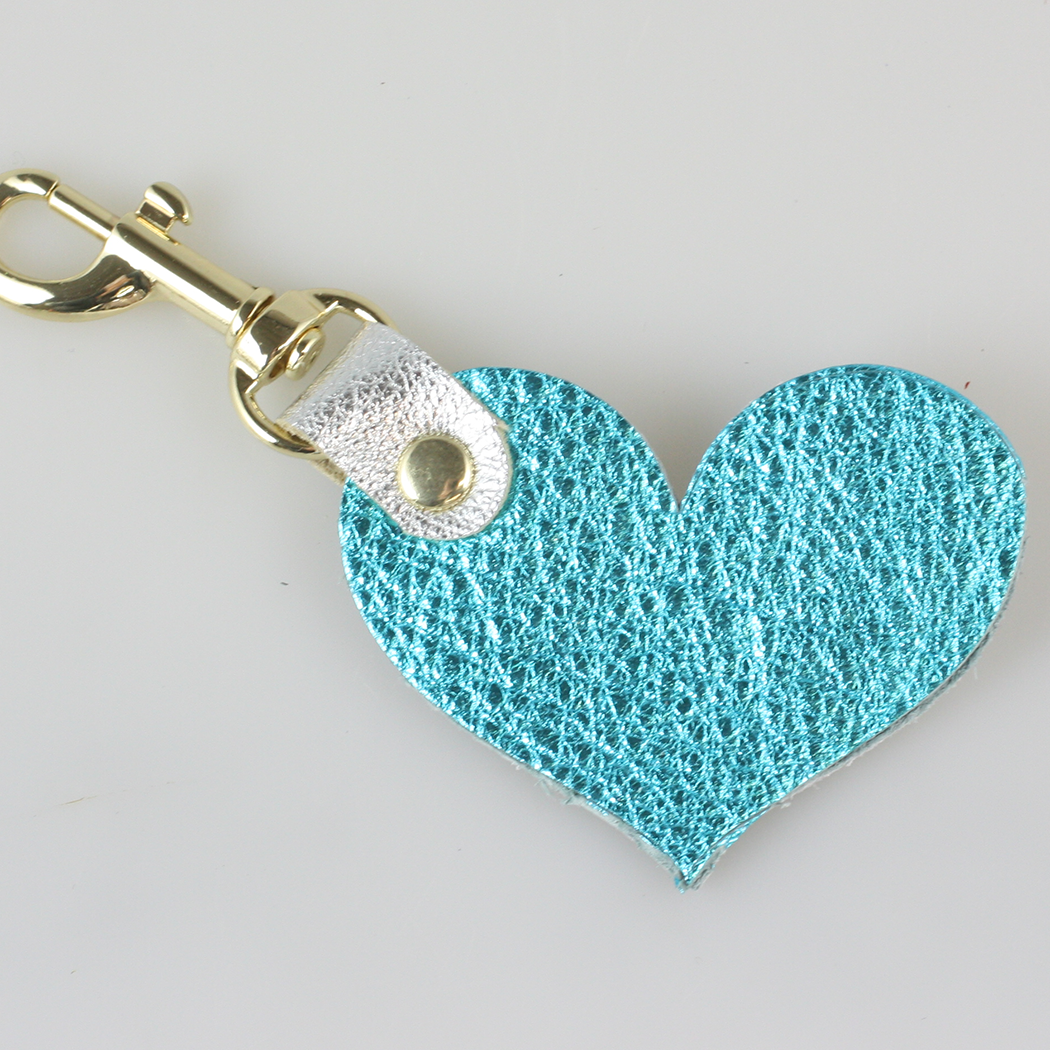 Zina Kao Two Tone Leather Heart Keychain - 12 Colors