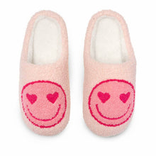 Load image into Gallery viewer, Heart Eyes Happy Face Slippers - Pink