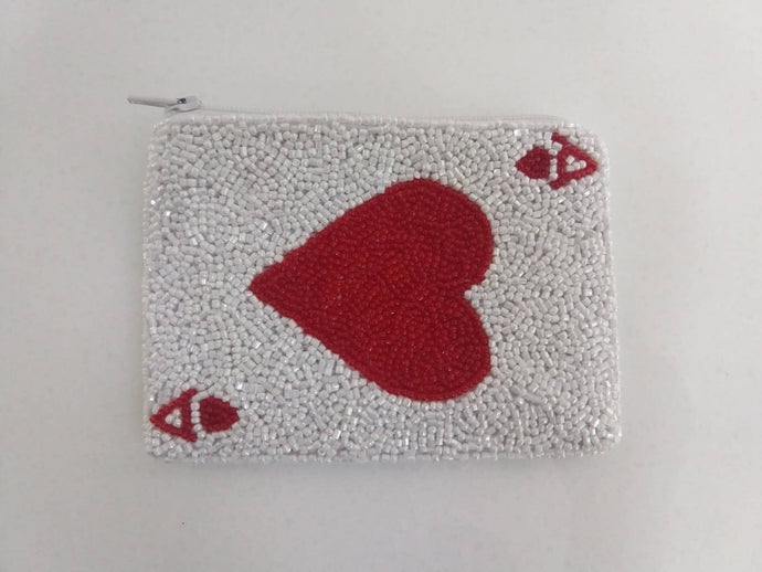 Tiana Designs Beaded Coin Purse - Ace of Hearts