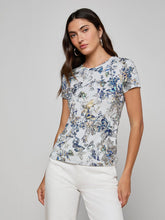 Load image into Gallery viewer, L'Agence Ressi Fitted Tee - Grey Multi Watercolor Butterfly