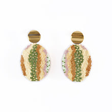 Load image into Gallery viewer, Mayana Designs Co Beaded Handwoven Organic Oval Drop Earrings - 3 Colors